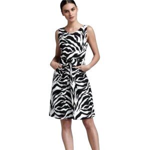 Kate Spade Jillian Zebra Print Linen Sheath Dress Designer Animal Print Size 6